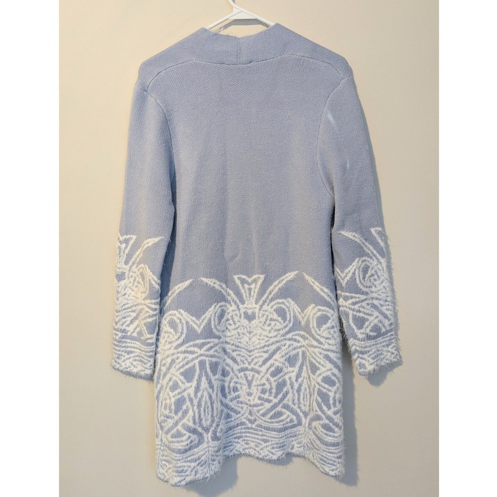 Picadilly Canada Sweater Cardigan Women's XS/S Blue White Fuzzy Knit Boho NWOT - Picture 2 of 6